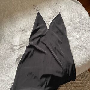 NWT Missguided Black Silky Crossback Maxi Dress